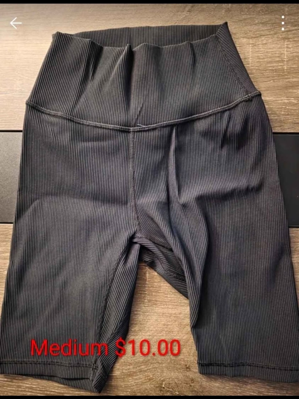 Womens High-Waist Ribbed Bike Shorts - Black